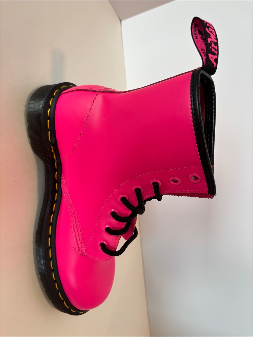 Dr Martens Hot Pink Boots Lace-Up Size 7 - Picture 8 of 10